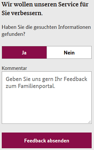 Mit dieser Box können Sie dem Team vom Familien-Portal eine Nachricht schicken