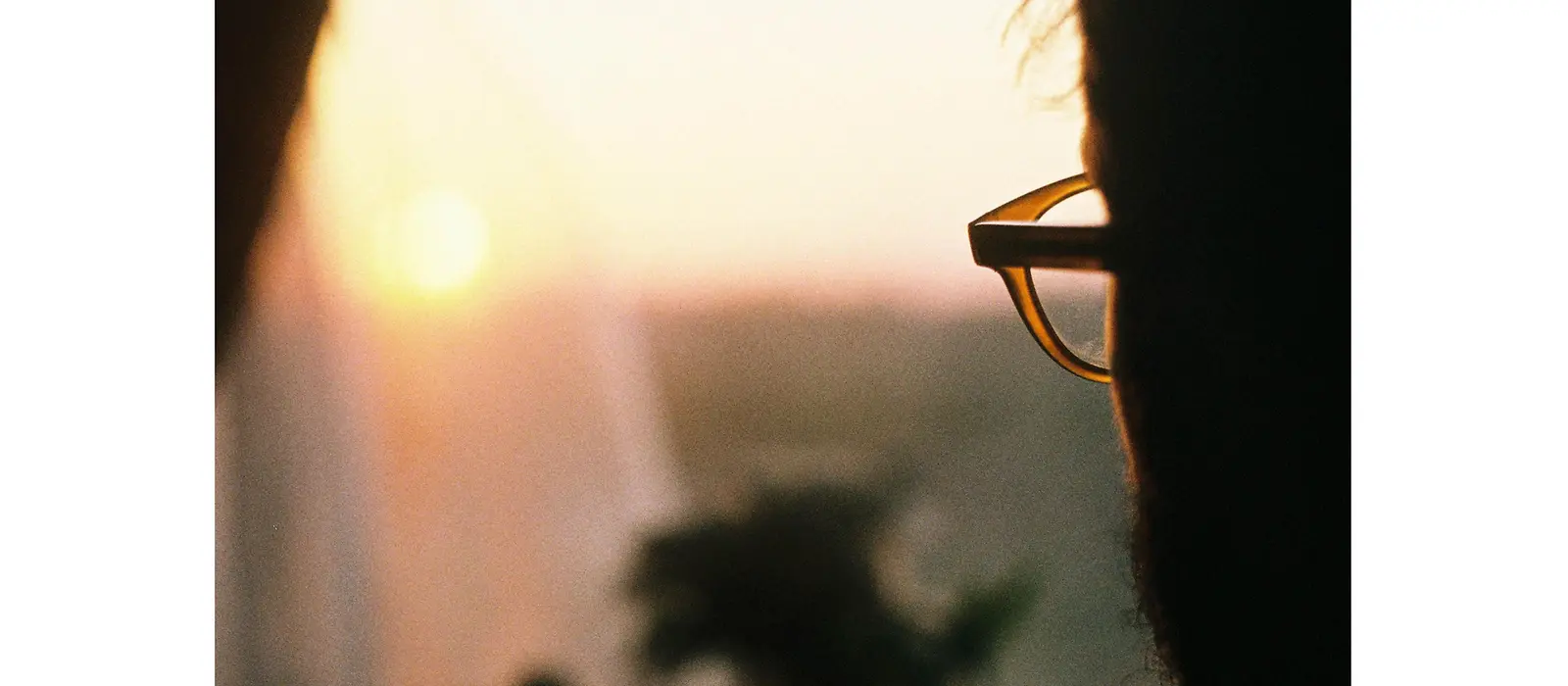 Das Bild zeigt einen Mann von hinten, der aus dem Fenster schaut