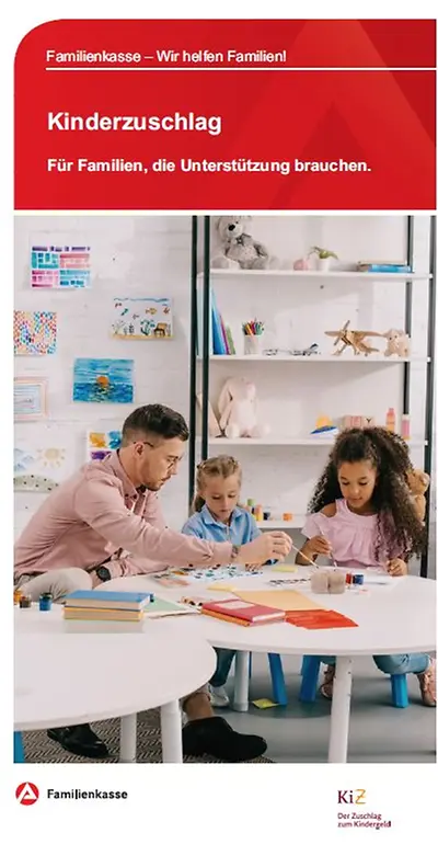 Titelseite Flyer Famililenkasse Kinderzuschlag für Familien mit kleinen Einkommen