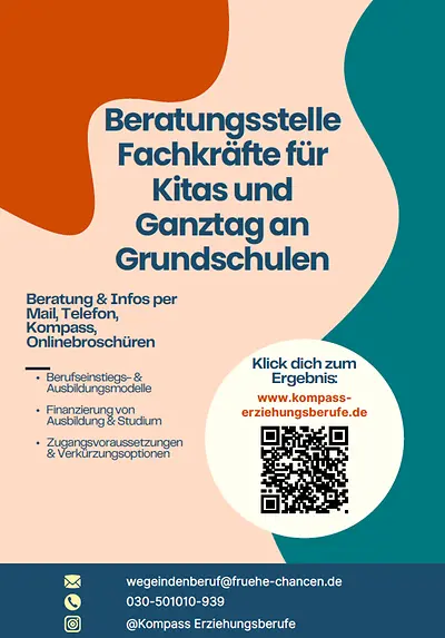 Titelseite vom Flyer "Beratungsstelle Fachkräfte für Kitas und Ganztag an Grundschulen"