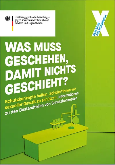 Titelseite der Broschüre "Was muss geschehen, damit nichts geschieht?"
