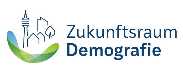Blau-weißes Logo des Projekts Zukunftsraum Demografie