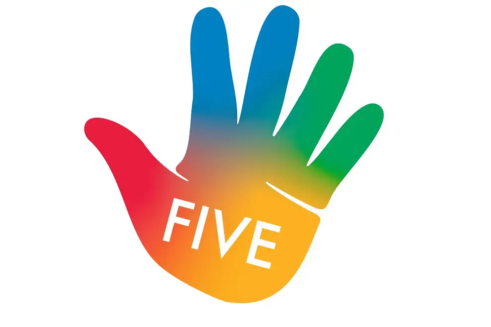 Buntes Logo des Modellprojekts "Fit und verbunden gegen Einsamkeit" (FIVE) 