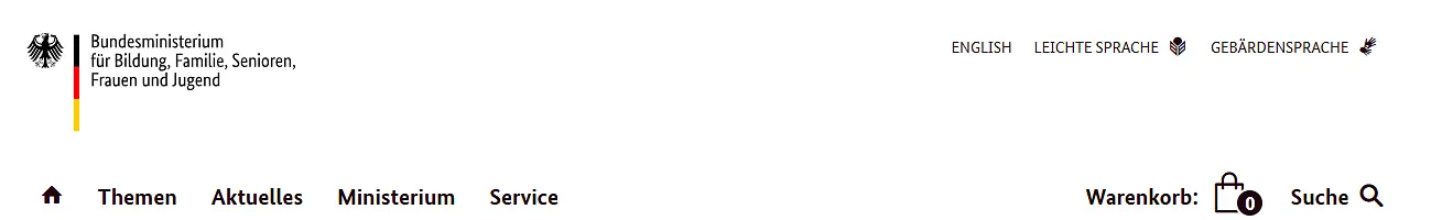 Navigation im Kopfbereich der Internetseite bmbfsfj.bund.de