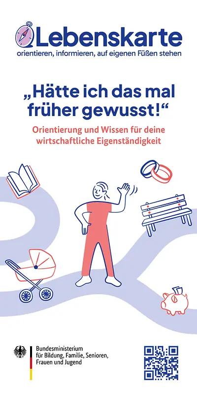 Titelbild des Flyers "Lebenskarte – orientieren, informieren, auf eigenen Füßen stehen"