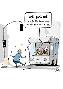 Titelbild der Postkarte "Aktivrente" vom Karikaturenwettbewerb "Wer zuletzt lacht" 