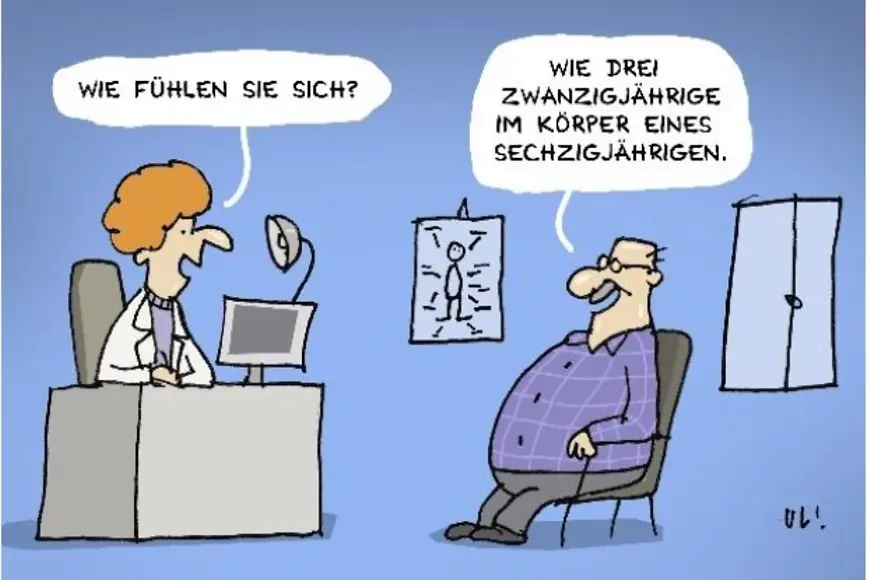 Ein älterer Mann sitzt beim Arzt