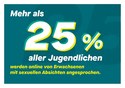 Postkartenmotiv: Mehr als 25 % aller Jugendlichen werden online von Erwachsenen mit sexuellen Absichten angesprochen