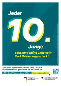 Plakatmotiv: Jeder 10. Junge bekommt online ungewollt Nacktbilder zugeschickt